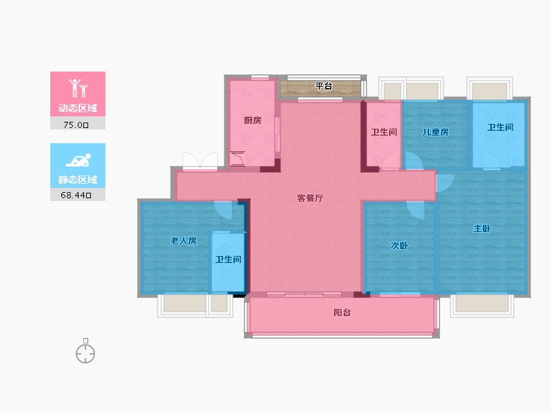 福建省-漳州市-碧桂园御江府-131.46-户型库-动静分区