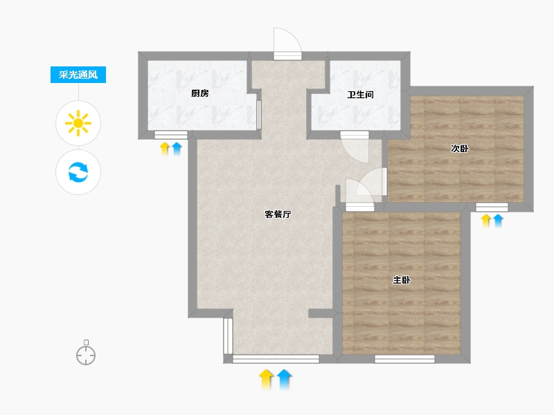 天津-天津市-青果青城禧塘-60.00-户型库-采光通风