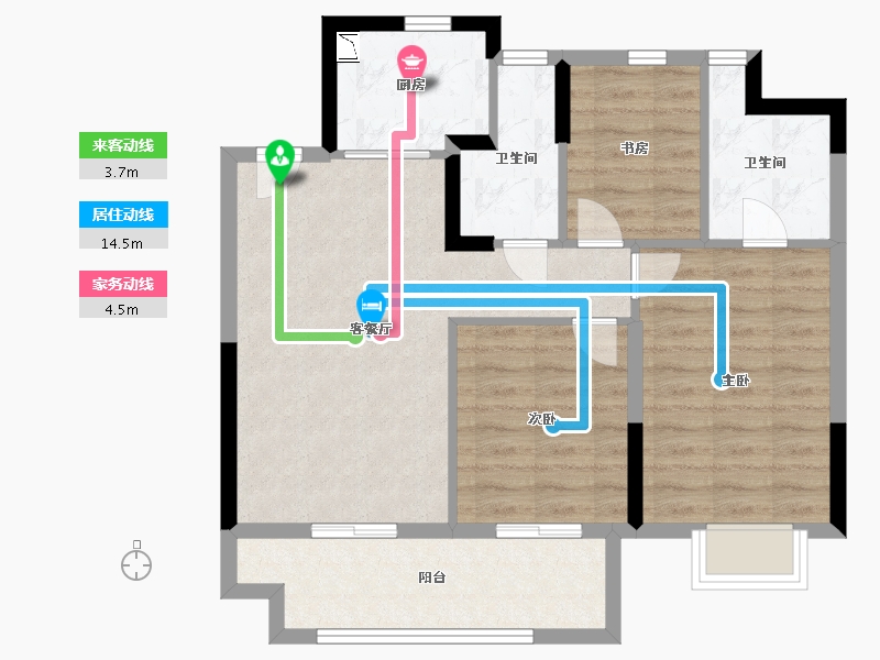 江苏省-苏州市-棠颂云著-76.00-户型库-动静线