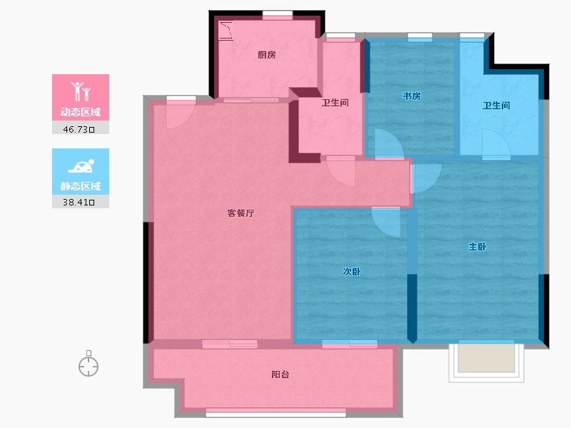 江苏省-苏州市-棠颂云著-76.00-户型库-动静分区