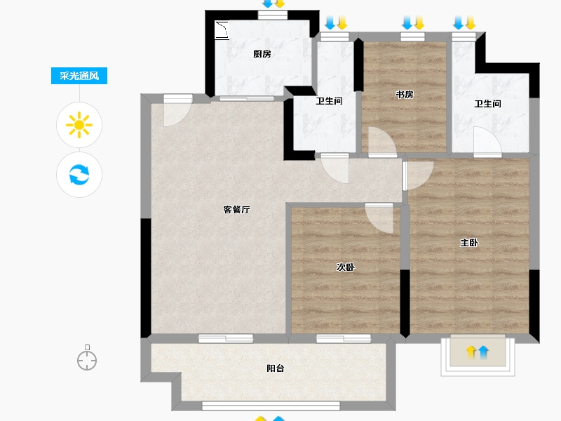 江苏省-苏州市-棠颂云著-76.00-户型库-采光通风