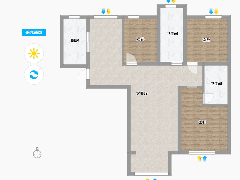 天津-天津市-新业御园-95.99-户型库-采光通风