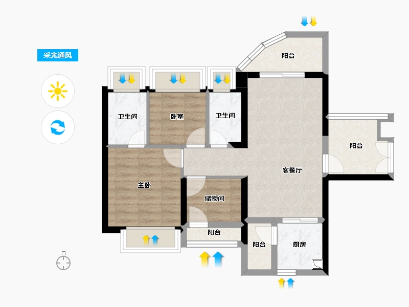 广东省-珠海市-横琴华发广场-66.11-户型库-采光通风