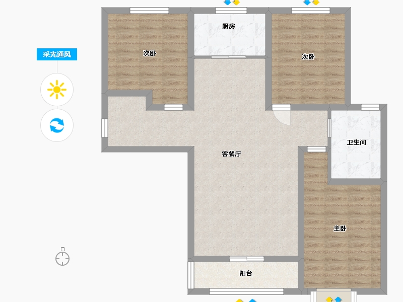 河北省-石家庄市-新合国际锦合园-95.20-户型库-采光通风