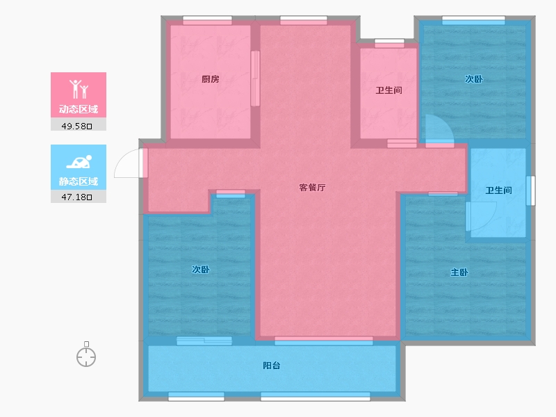 山东省-德州市-清河公馆-86.08-户型库-动静分区