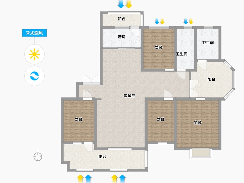 河北省-石家庄市-新合国际锦合园-153.60-户型库-采光通风