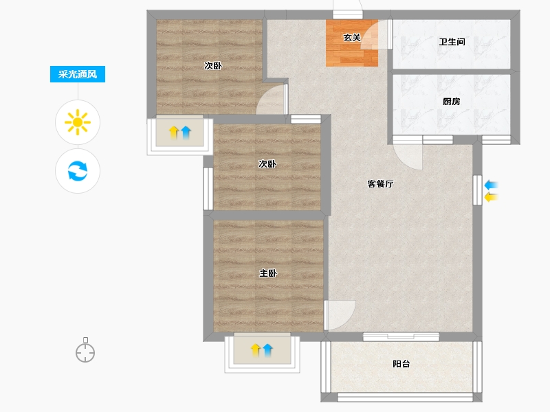 河北省-石家庄市-滨河华府三期-65.91-户型库-采光通风