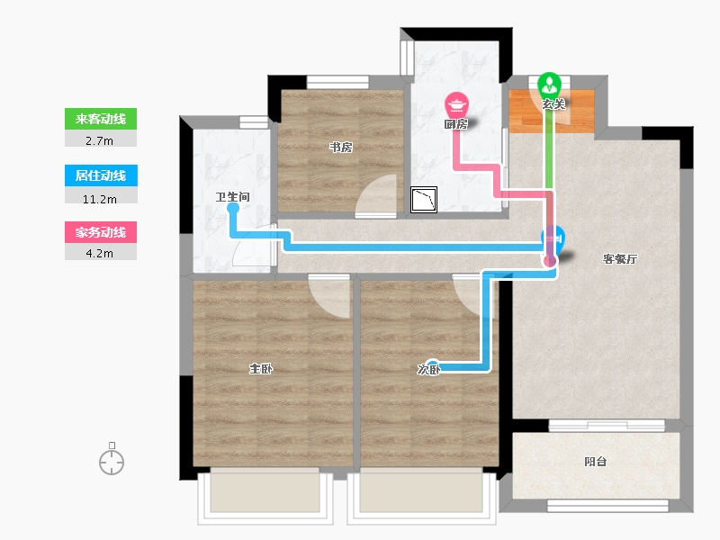 浙江省-杭州市-万科樟宜翠湾-62.63-户型库-动静线