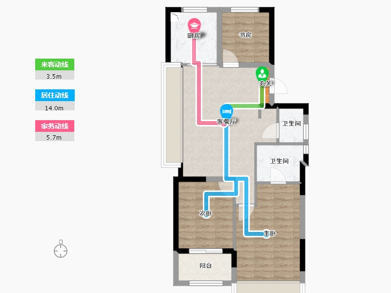 浙江省-杭州市-万科樟宜翠湾-70.20-户型库-动静线