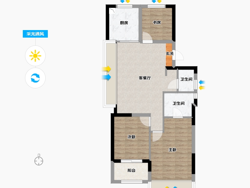 浙江省-杭州市-万科樟宜翠湾-70.20-户型库-采光通风