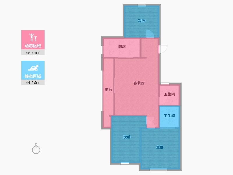 浙江省-杭州市-绿城莲园-84.24-户型库-动静分区