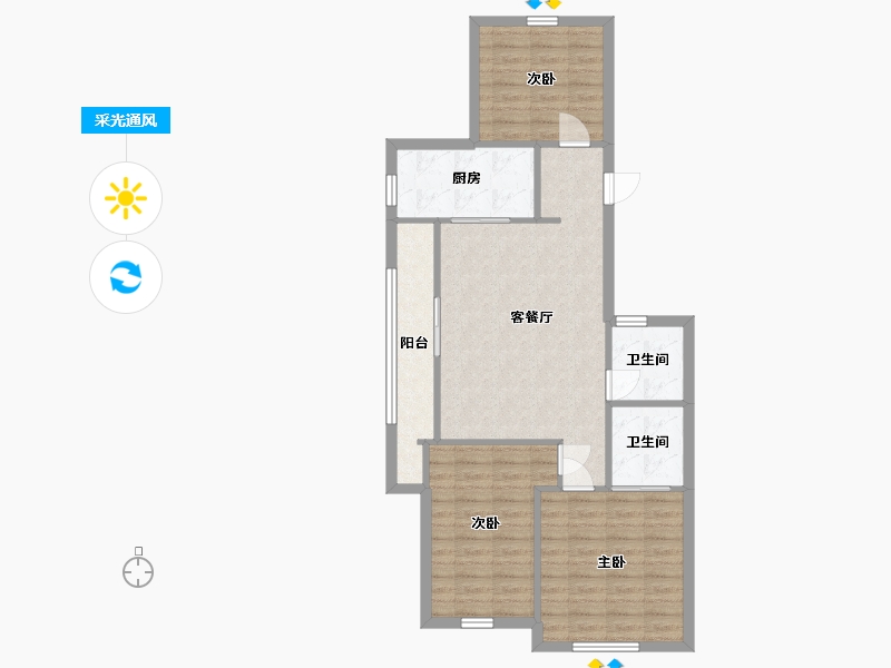 浙江省-杭州市-绿城莲园-84.24-户型库-采光通风