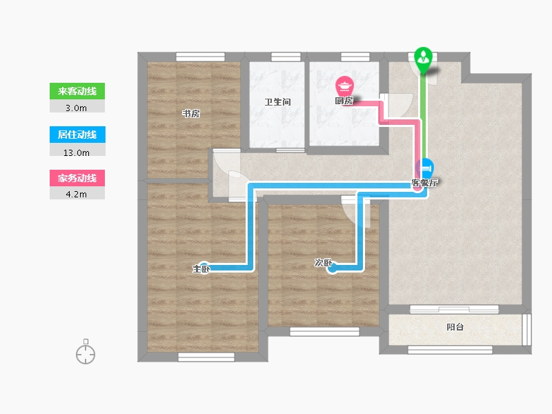 山东省-德州市-清河公馆-72.81-户型库-动静线