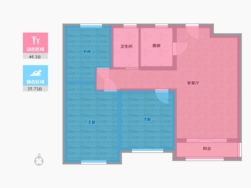 山东省-德州市-清河公馆-72.81-户型库-动静分区