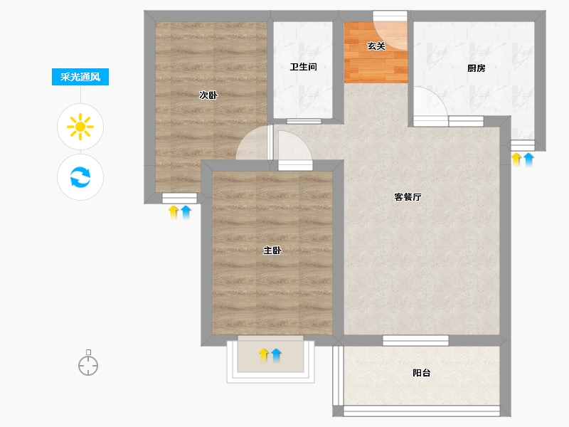 河北省-石家庄市-滨河华府三期-56.39-户型库-采光通风