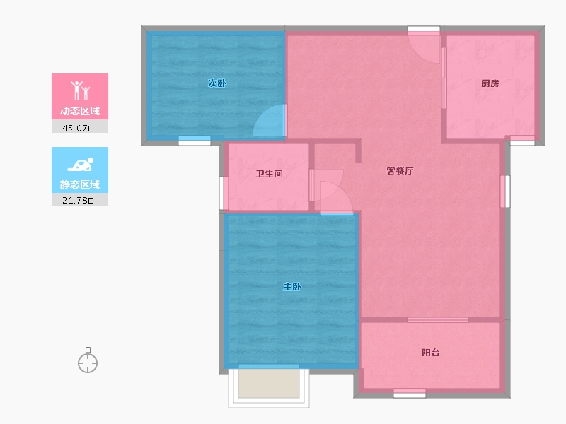 湖北省-武汉市-汉北怡景园-60.66-户型库-动静分区