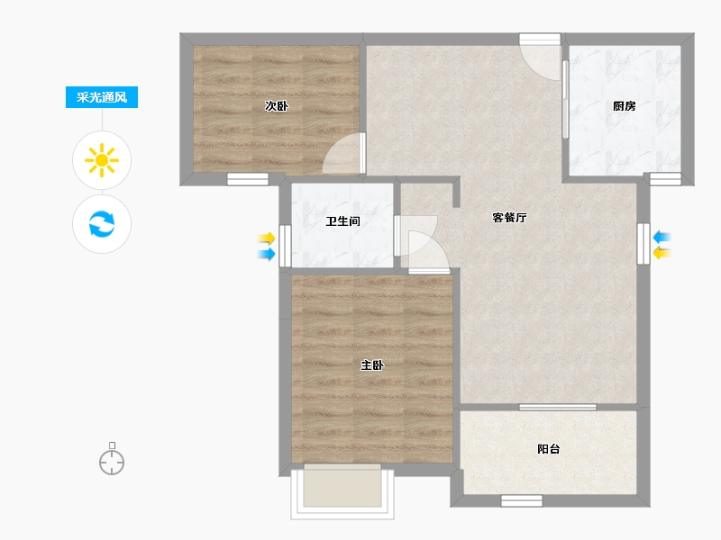 湖北省-武汉市-汉北怡景园-60.66-户型库-采光通风