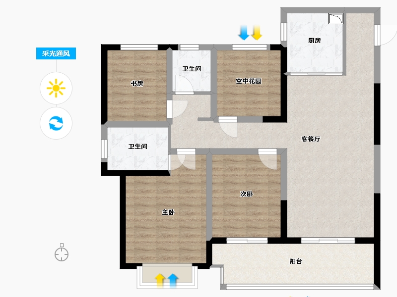 江苏省-常州市-新城桃李郡-105.72-户型库-采光通风