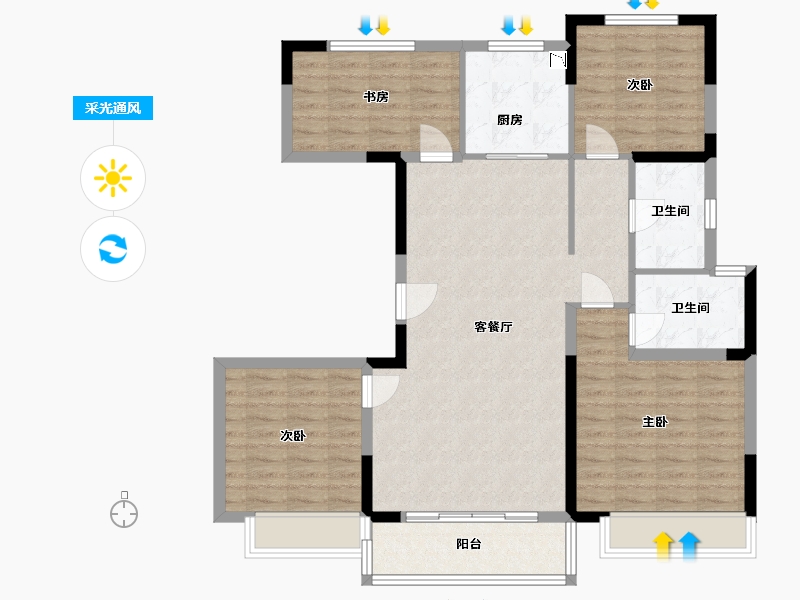 江苏省-淮安市-宝龙世家-105.00-户型库-采光通风