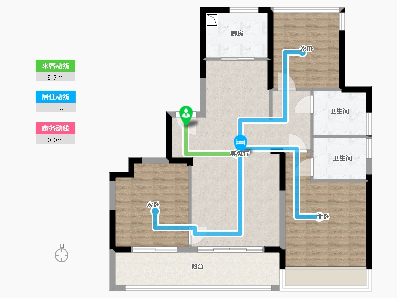 江苏省-苏州市-九龙仓翠樾庭-96.85-户型库-动静线