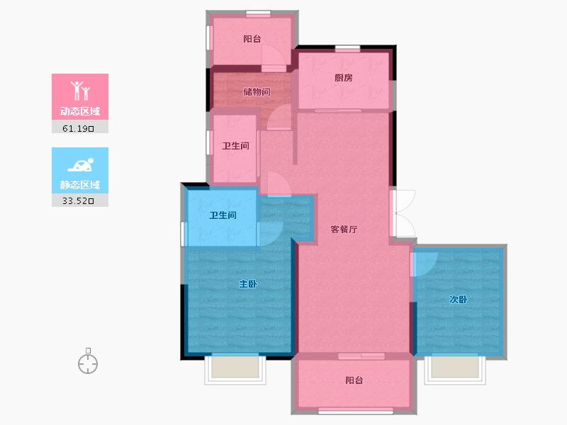 江苏省-南京市-鲁能硅谷公馆-84.00-户型库-动静分区