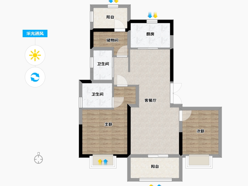 江苏省-南京市-鲁能硅谷公馆-84.00-户型库-采光通风