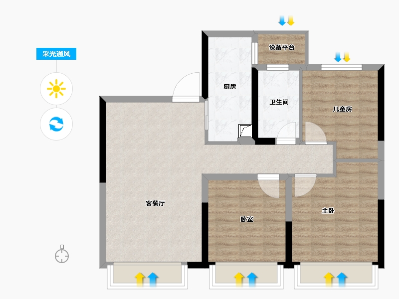 内蒙古自治区-呼和浩特市-中海河山郡-78.57-户型库-采光通风