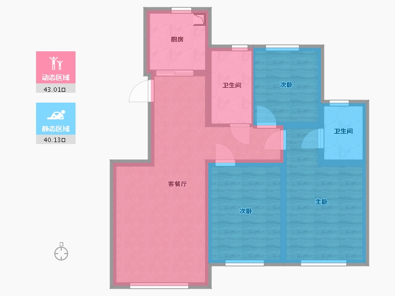 吉林省-长春市-龙腾香格里-73.09-户型库-动静分区