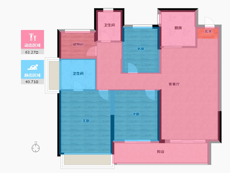 浙江省-杭州市-上海大华潮悦前城-93.60-户型库-动静分区