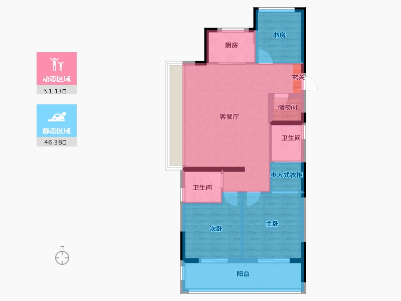 浙江省-杭州市-三盛大家汝悦美境府-87.86-户型库-动静分区