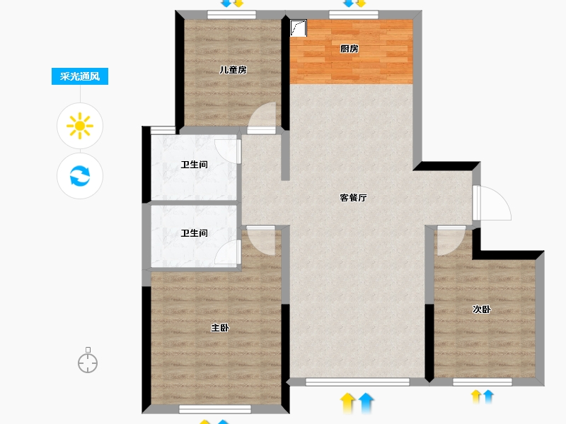 内蒙古自治区-呼和浩特市-中海河山郡-93.99-户型库-采光通风