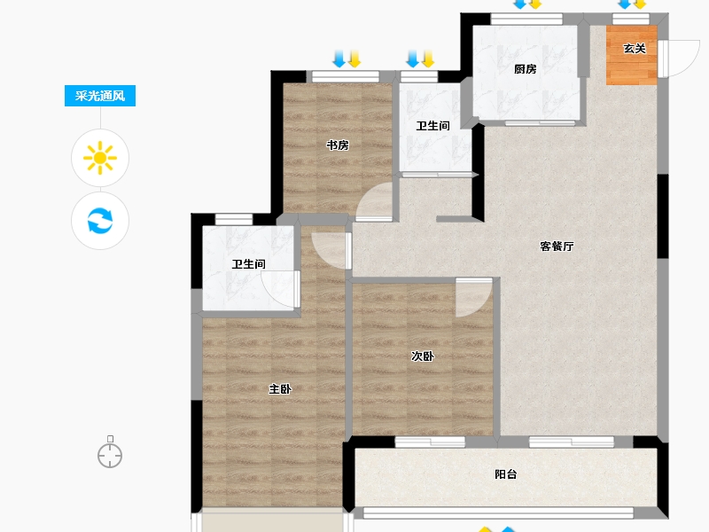 浙江省-杭州市-三盛大家汝悦美境府-84.16-户型库-采光通风