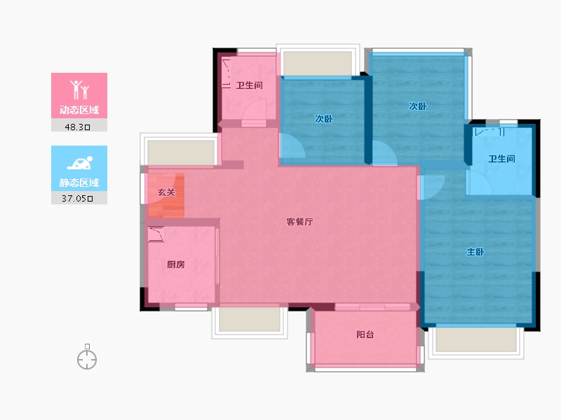 广东省-惠州市-雅居乐都汇雅郡-75.25-户型库-动静分区