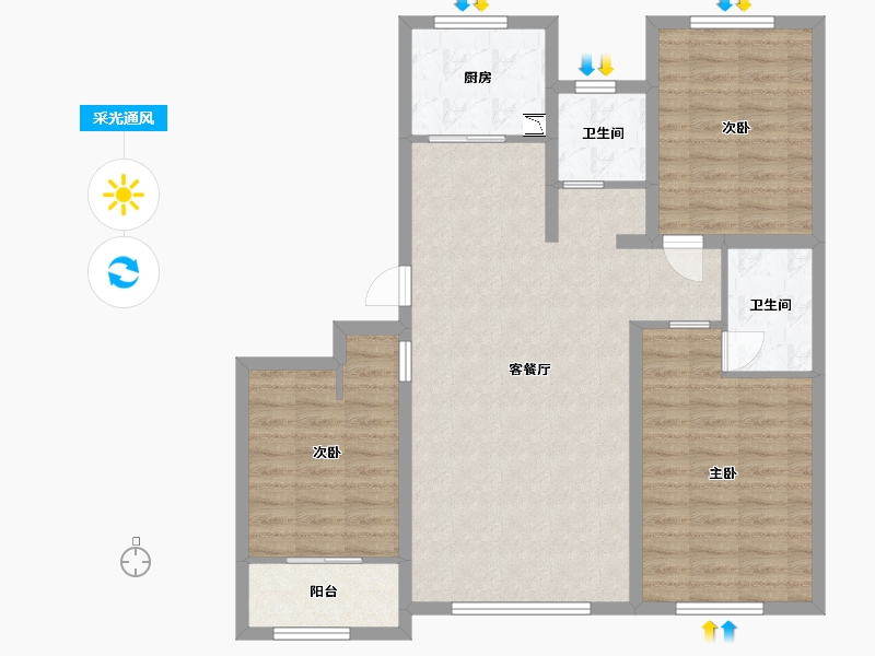 河北省-保定市-颐和雅园-98.40-户型库-采光通风