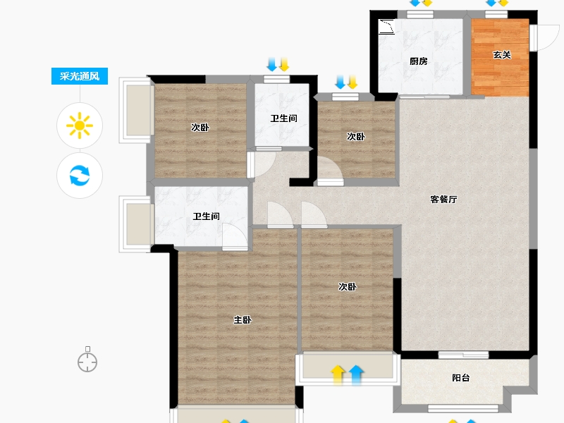 河南省-郑州市-新郑奥园和悦府-108.00-户型库-采光通风