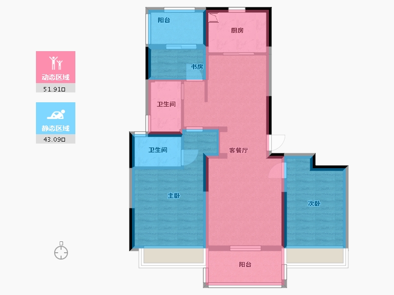 河南省-郑州市-东青・云锦熙悦-83.70-户型库-动静分区