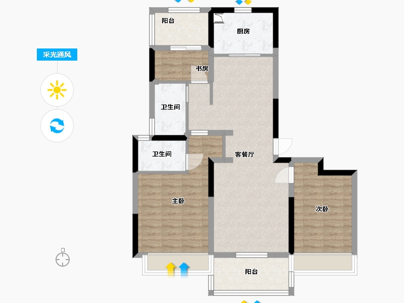 河南省-郑州市-东青・云锦熙悦-83.70-户型库-采光通风