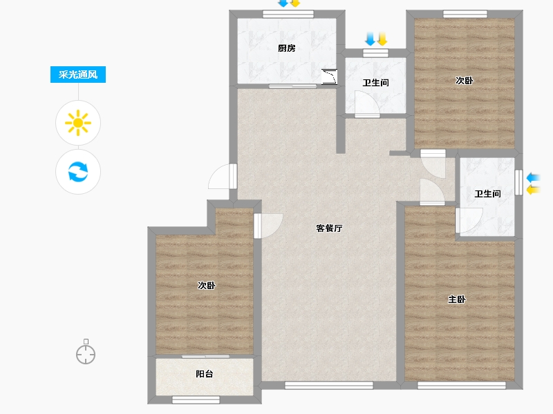 河北省-保定市-颐和雅园-100.81-户型库-采光通风