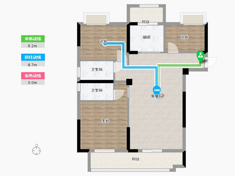 湖北省-荆门市-象山云邸-104.81-户型库-动静线