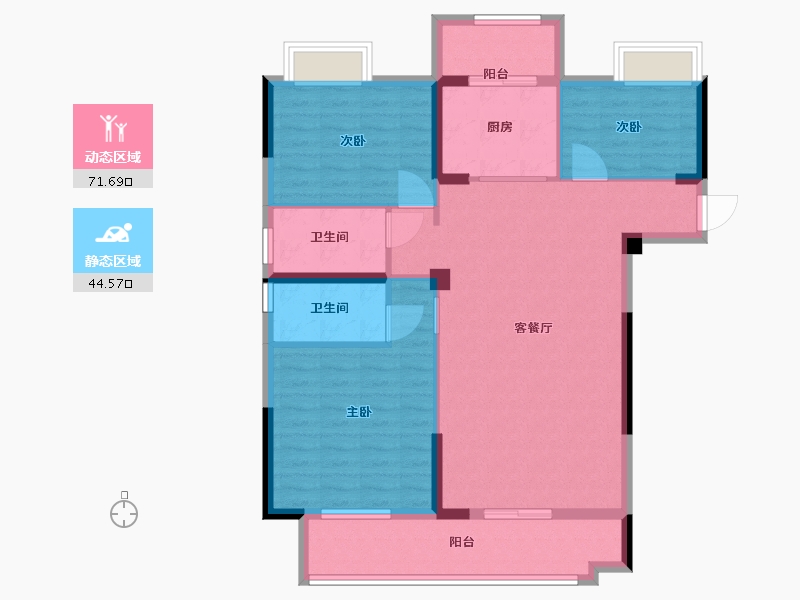 湖北省-荆门市-象山云邸-104.81-户型库-动静分区