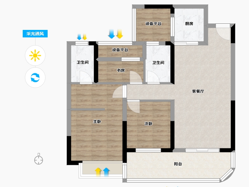 湖南省-衡阳市-高新现代城-84.63-户型库-采光通风