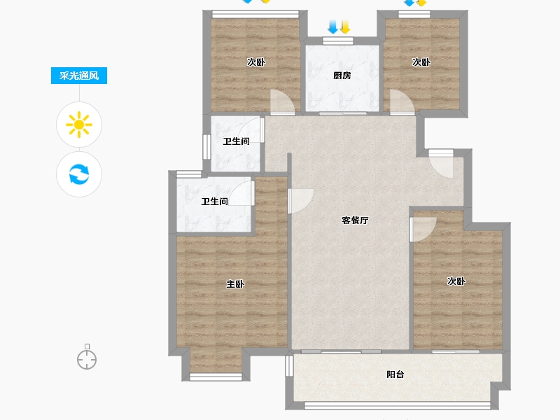 江苏省-南通市-雍锦澜湾-98.51-户型库-采光通风