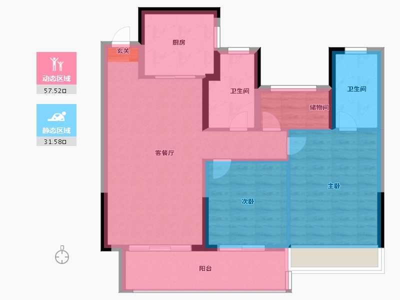 浙江省-杭州市-上海大华潮悦前城-80.00-户型库-动静分区