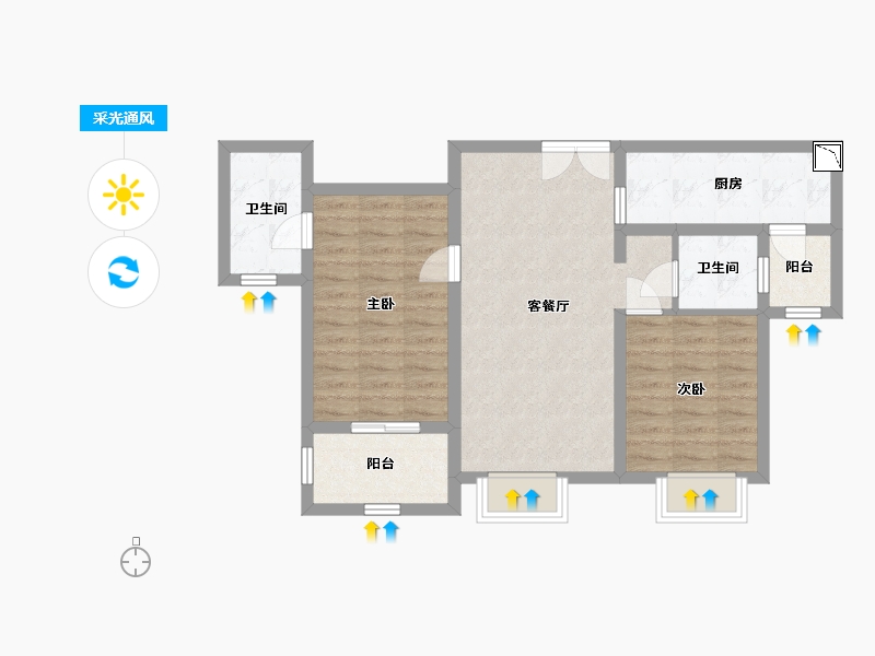 四川省-成都市-人居大同峰荟-71.77-户型库-采光通风