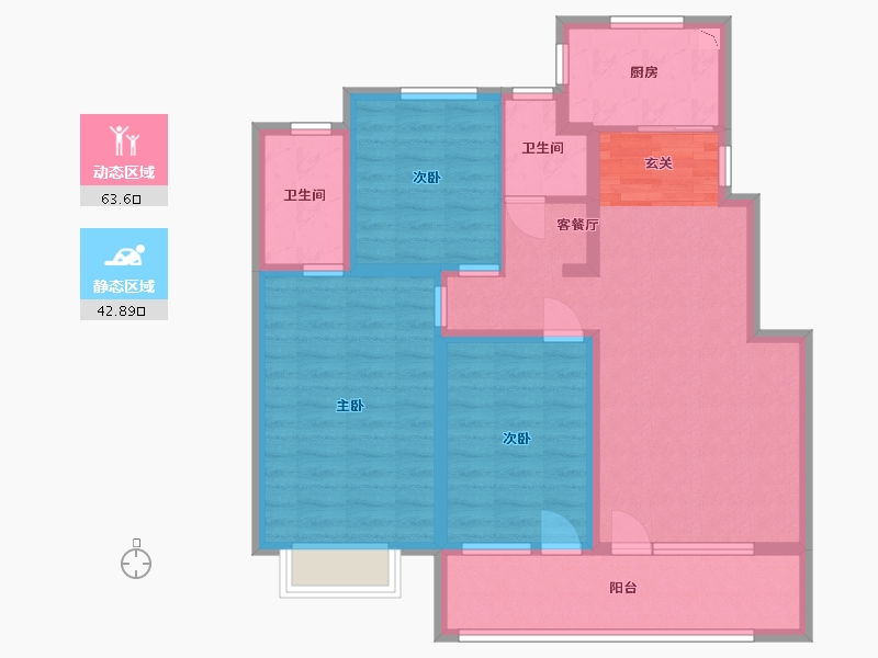 山东省-青岛市-北岭顺城合院-94.22-户型库-动静分区