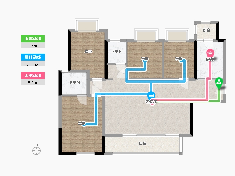 四川省-成都市-雅居乐锦尚雅宸-103.78-户型库-动静线