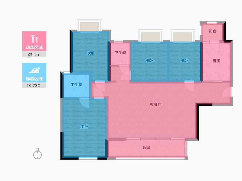 四川省-成都市-雅居乐锦尚雅宸-103.78-户型库-动静分区