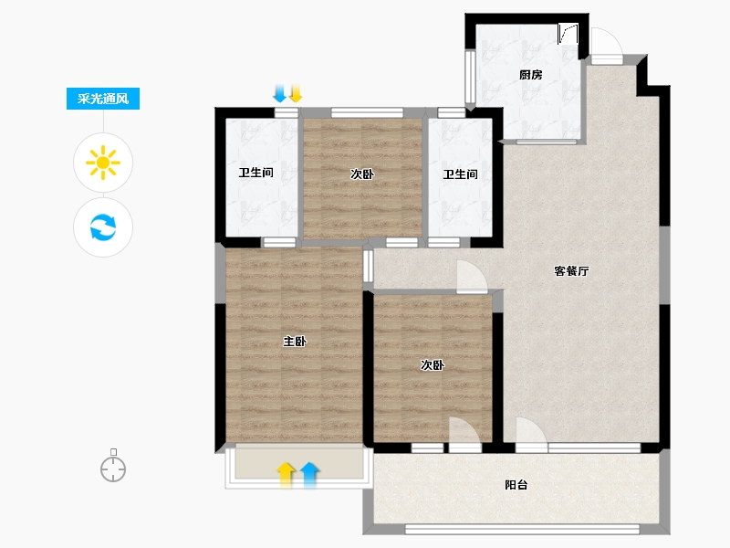 山东省-青岛市-华新园・东宸府-95.20-户型库-采光通风