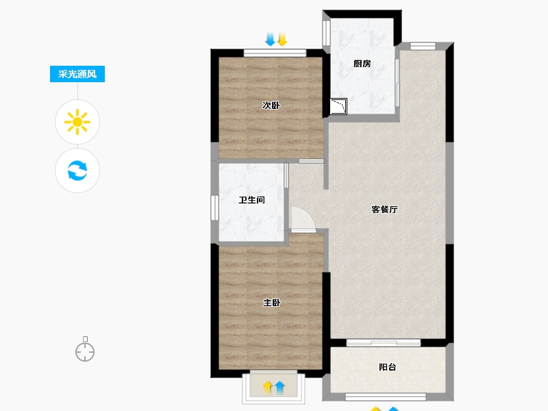 山西省-太原市-太原恒大森林海-72.80-户型库-采光通风