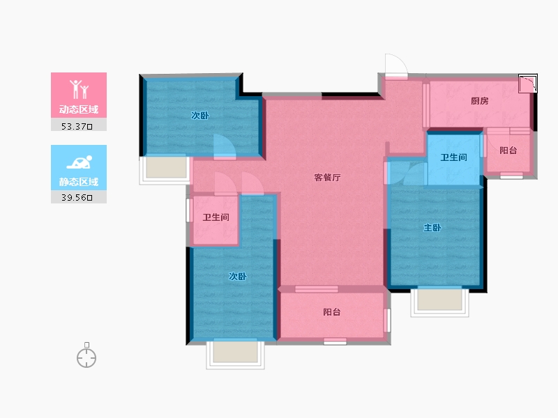 四川省-成都市-雅居乐锦尚雅宸-81.78-户型库-动静分区